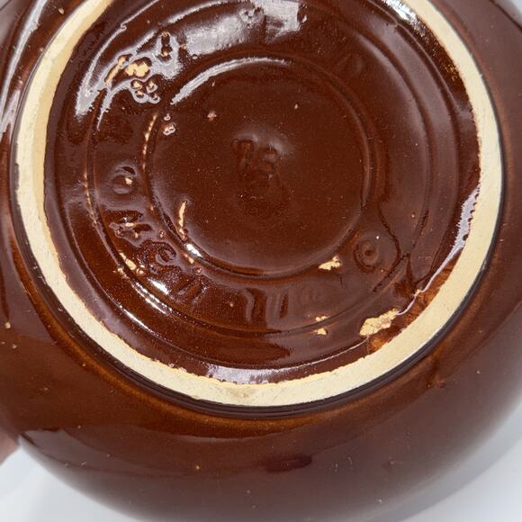 Vintage Brown Drip Glaze Large Pottery Serving Bowl 9” Dia X 4” USA 70s MCM 1973 - Picture 10 of 10